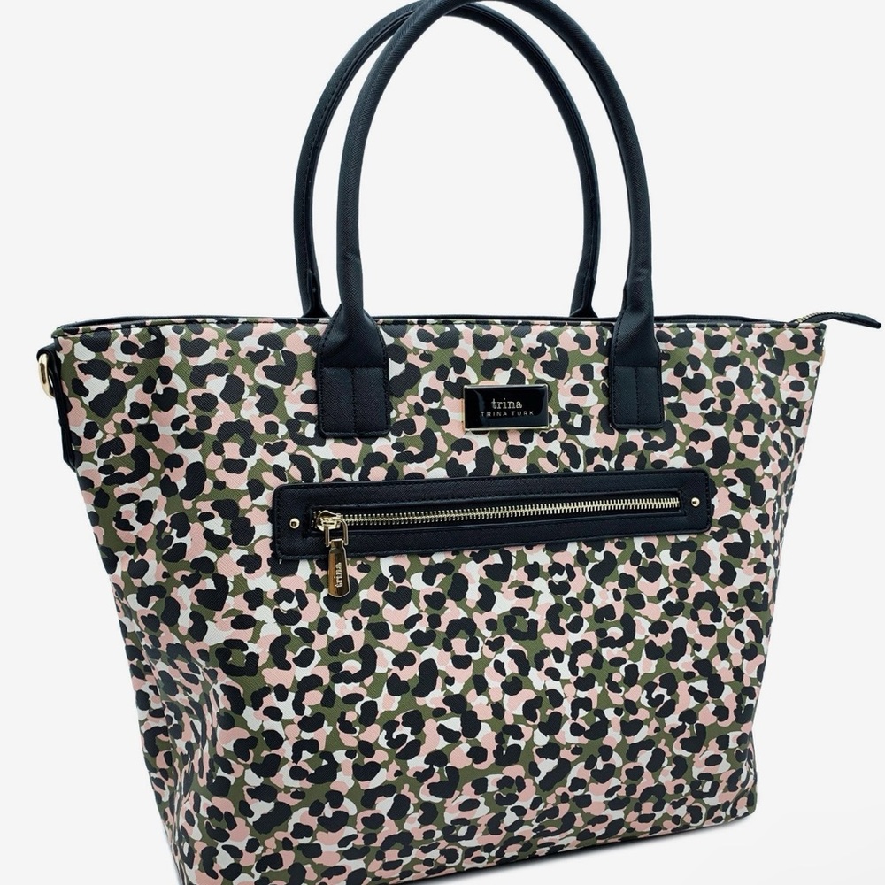 NWT Trina Turk Floral Printed Tote Double Handled Detachable Shoulder Strap.